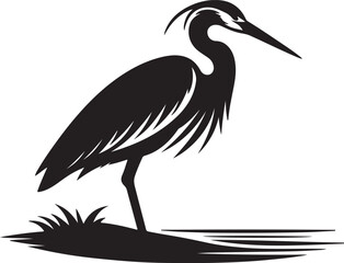 Obraz premium Heron silhouette vector illustration on transparent background