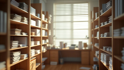 Obraz premium Blurred Modern Office Room Interior with Natural Light