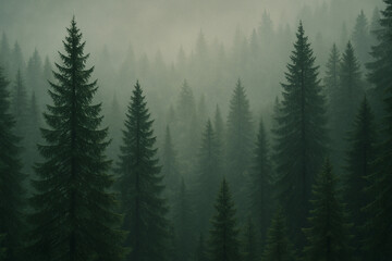 Fototapeta premium an AI-generated illustration of a foggy forest