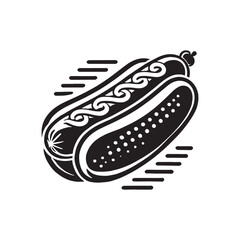Silhouette of hot dog - minimalist hot dog vector - hot dog Silhouette.