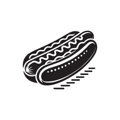 Silhouette of hot dog - minimalist hot dog vector - hot dog Silhouette.