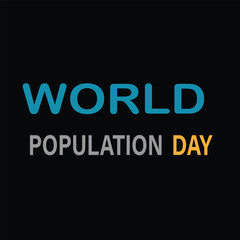 World population day lettering text design isolated on black background. Can be used for poster, social media story, banner design. vector art. EPS editable file.