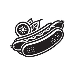 Silhouette of hot dog - minimalist hot dog vector - hot dog Silhouette.