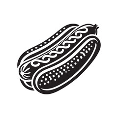 Silhouette of hot dog - minimalist hot dog vector - hot dog Silhouette.