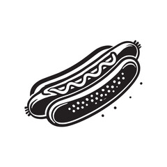 Silhouette of hot dog - minimalist hot dog vector - hot dog Silhouette.