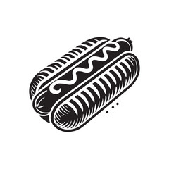 Silhouette of hot dog - minimalist hot dog vector - hot dog Silhouette.