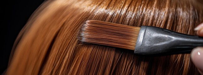 A male hairstylist is straightening a young woman's hair in a beauty salon