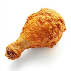 A single crispy fried chicken leg isolated on white background