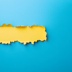Obraz premium Torn Yellow Paper on Blue Background Abstract Texture