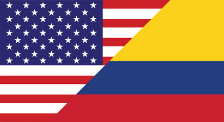 Fototapeta premium United States and Colombia Flags Overlaid, Showing International Relations. USA and Colombia Flags Combined.