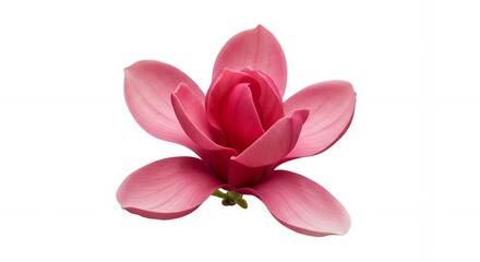 Naklejka premium Close up of a beautiful pink magnolia flower in full bloom isolated on white