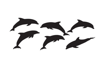 Naklejka premium Graceful dolphin silhouettes showcasing aquatic elegance
