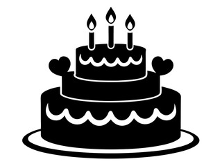 Birthday Cake Silhouette Vector & SVG | Party Cake Icon SVG for Celebration Crafts