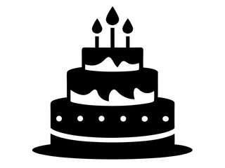 Birthday Cake Silhouette Vector & SVG | Party Cake Icon SVG for Celebration Crafts