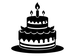 Birthday Cake Silhouette Vector & SVG | Party Cake Icon SVG for Celebration Crafts