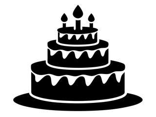 Birthday Cake Silhouette Vector & SVG | Party Cake Icon SVG for Celebration Crafts