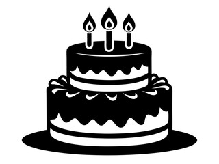 Birthday Cake Silhouette Vector & SVG | Party Cake Icon SVG for Celebration Crafts