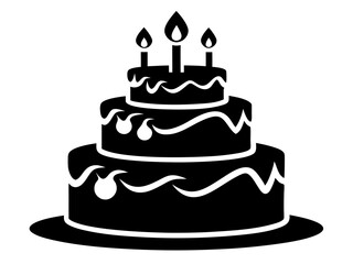 Birthday Cake Silhouette Vector & SVG | Party Cake Icon SVG for Celebration Crafts