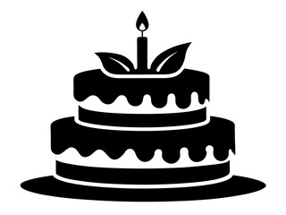 Birthday Cake Silhouette Vector & SVG | Party Cake Icon SVG for Celebration Crafts