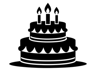 Birthday Cake Silhouette Vector & SVG | Party Cake Icon SVG for Celebration Crafts