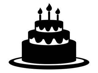 Birthday Cake Silhouette Vector & SVG | Party Cake Icon SVG for Celebration Crafts
