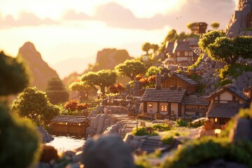 Mountain village at sunset (1)