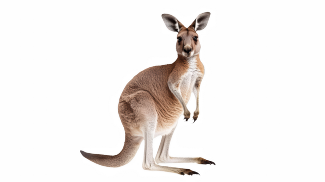 a red kangaroo on a transparent background, PNG image, PNG file, Generative art.