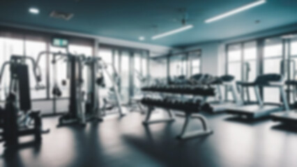 Fototapeta premium Abstract blur fitness gym with equipment for background.