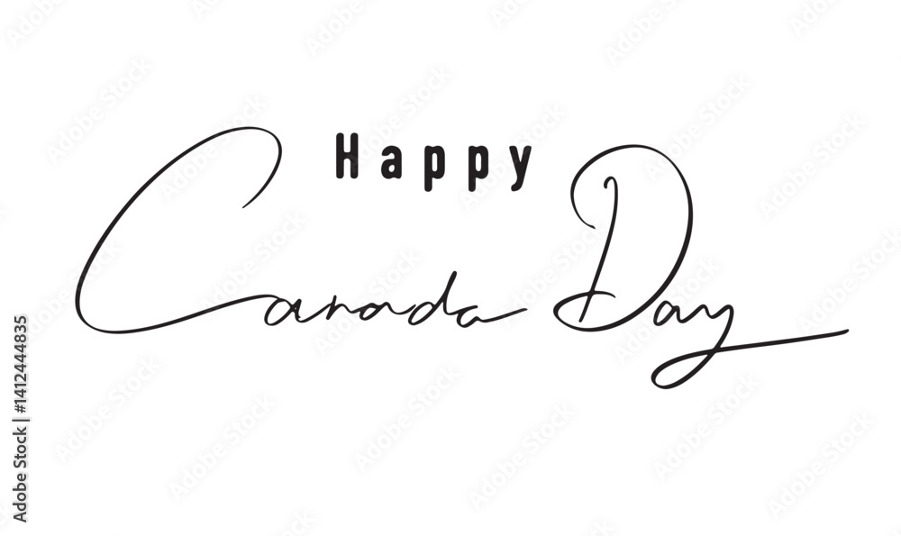 Poster canada day flag text font calligraphy hand written lettering script black color object 1st first day