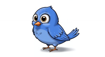 Fototapeta premium Cartoon cute blue bird illustration design