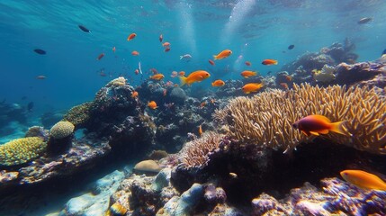 Obraz premium Underwater coral reef with colorful fish