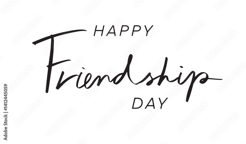 Poster happy friendship day text font calligraphy hand written lettering script black color object icon hap