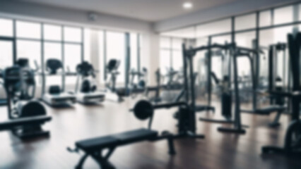 Fototapeta premium Abstract blur fitness gym with equipment for background.