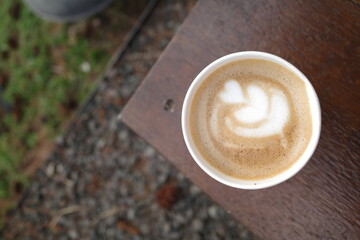 Top View of Latte Art in Coffee Cup