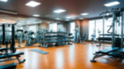 Fototapeta premium Abstract blur fitness gym with equipment for background.
