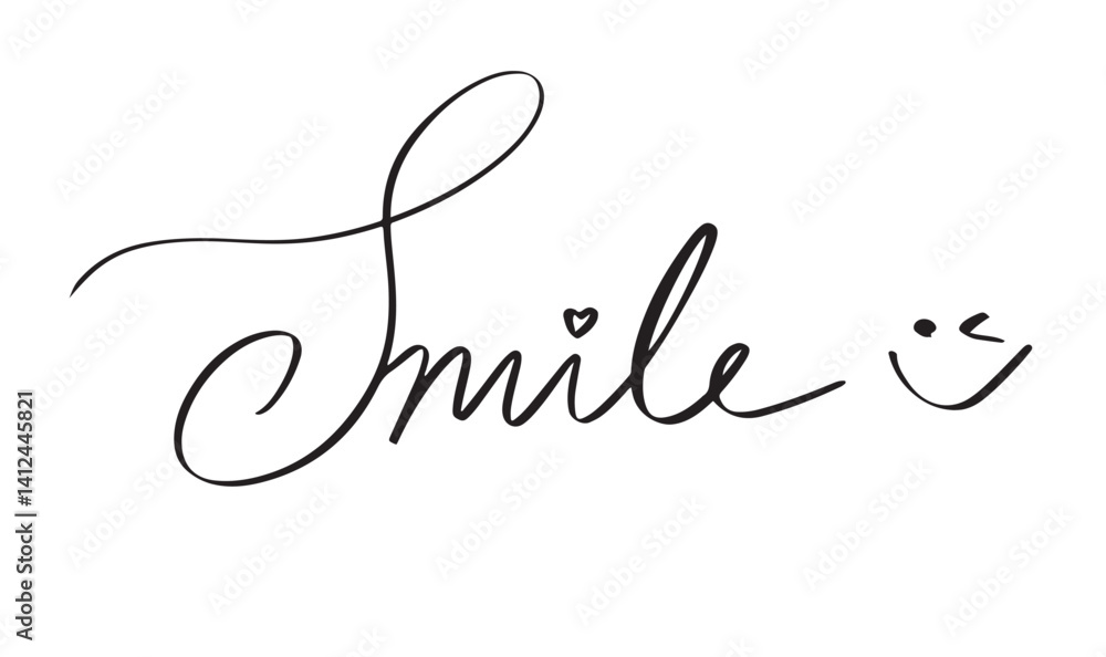 Aufkleber smile happy text font calligraphy hand written lettering script object black color tooth beautiful y