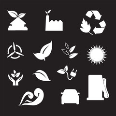 Eco Energy Black And White Icon 