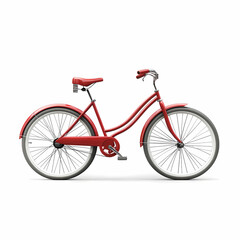 Fototapeta premium Crimson Bicycle: This image showcases a crimson bicycle against a clean backdrop, highlighting its elegant design, simple, functional, and ready for an urban adventure.
