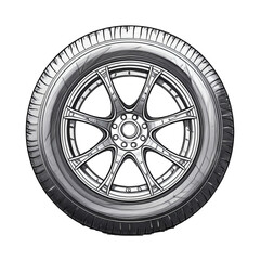 hand drawn car wheel isolated 