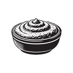 Hummus Silhouette - Hummus Vector - Minimalist Hummus Food Artwork - Hummus Illustration.