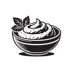 Hummus Silhouette - Hummus Vector - Minimalist Hummus Food Artwork - Hummus Illustration.