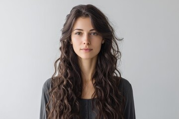 Obraz premium A stunning Hispanic woman with brunette hair set against a transparent PNG background