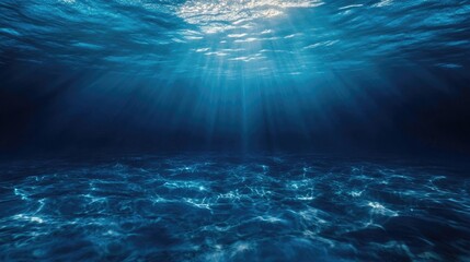 Fototapeta premium Underwater empty dark blue background