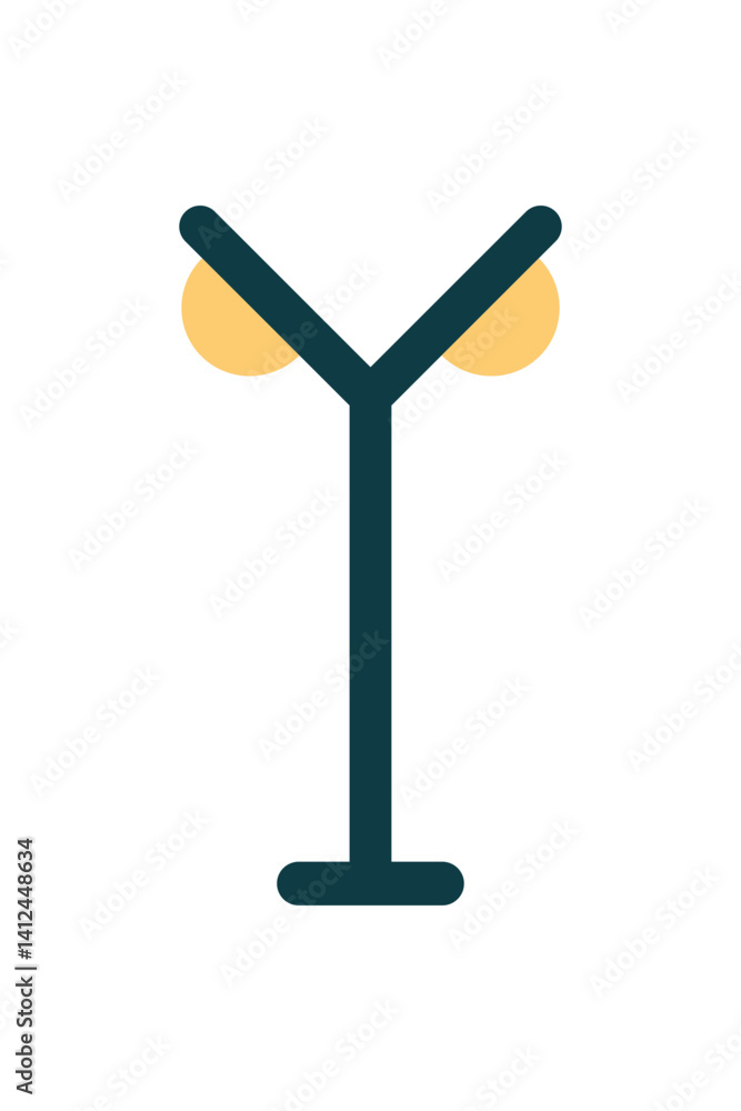 Poster modern double lamp post illustration with simple geometric design and clean vector style