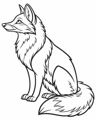 Obraz premium Realistic Fox Coloring Page for Kids and Adults