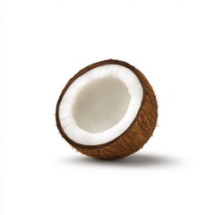 Halved coconut fruit, isolated on white background