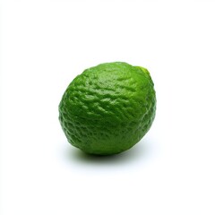 Obraz premium Single green lime close up photo on white background