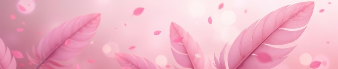 Pastel pink feathers overlaying a delicate background, elegant and feminine design, elegant, pastel