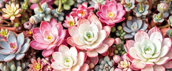 Obraz premium Pastel watercolor succulent garden, vintage floral elegance, springtime decor, spring flowers, design