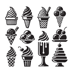 Ice cream vector - Ice cream Silhouette - Ice Cream Illustration - Ice Cream art work.